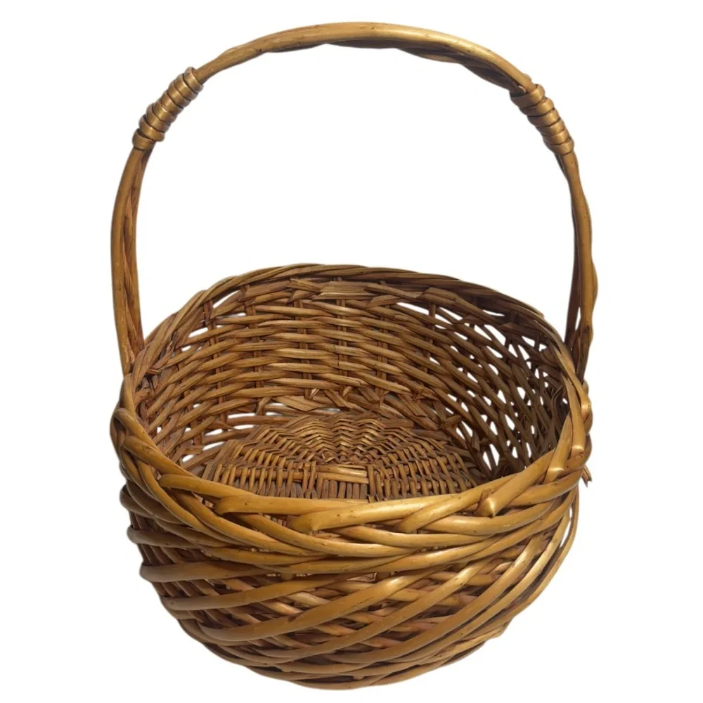 Vintage Gathering Basket Large Hand Woven Handcrafted Natural Fireplace Fireside